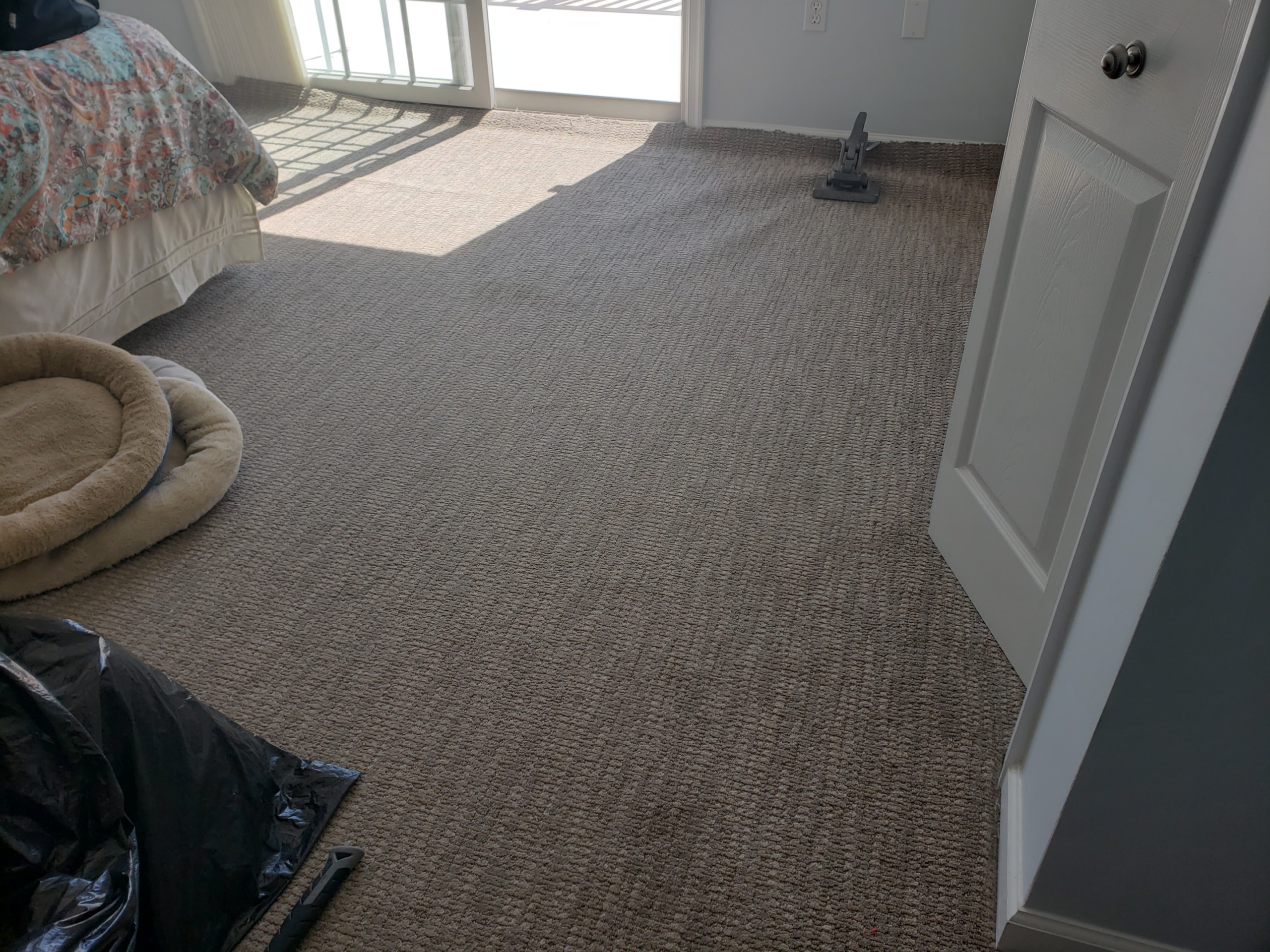 Restretched LowPile Pattern Berber & Peiced together 6 Sections in Sea